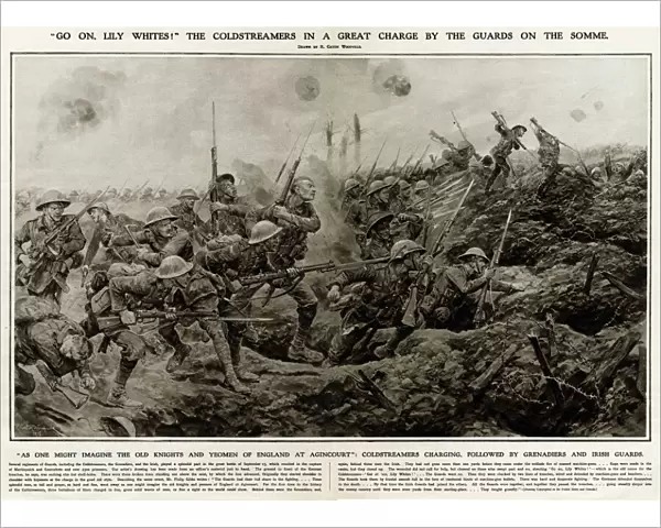 Coldstreamers in a Great charge by the guards on the Somme