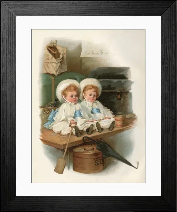 Framed Print : Twins and Luggage Framed Print : Twins and Luggage