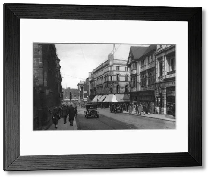 Framed Print : St Peters Street, Derby, with traffic and pedestrians