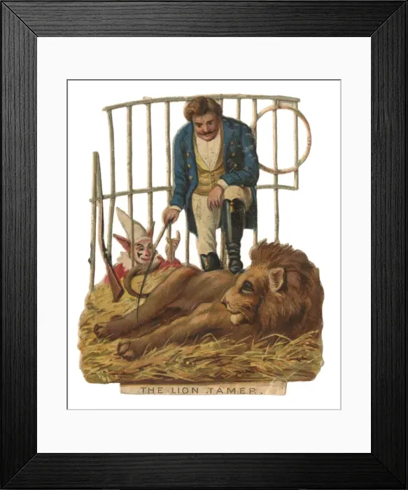 Framed Print : Lion Tamer & Docile Lion Framed Print : Lion Tamer & Docile Lion