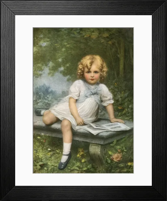 Framed Print : Girl Reads on Bench Framed Print : Girl Reads on Bench
