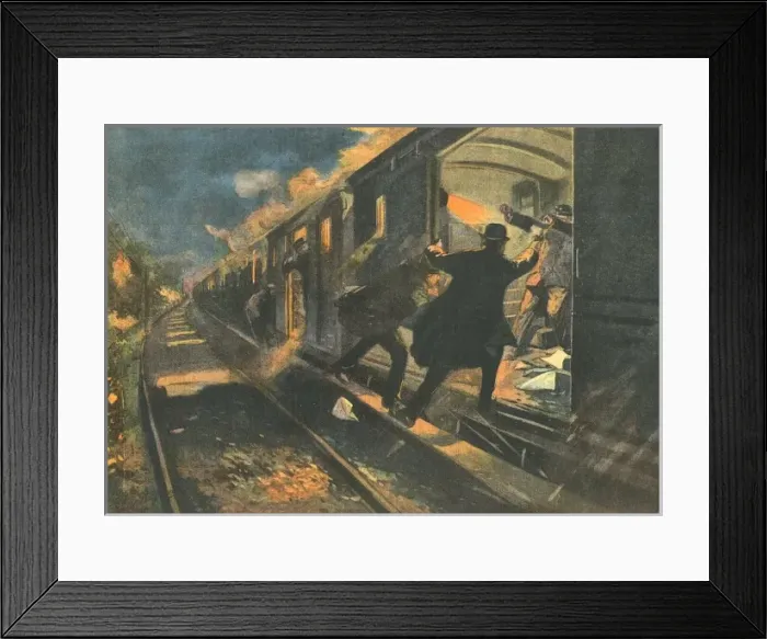 Framed Print : Bandits Attack Train / C20 Framed Print : Bandits Attack Train / C20