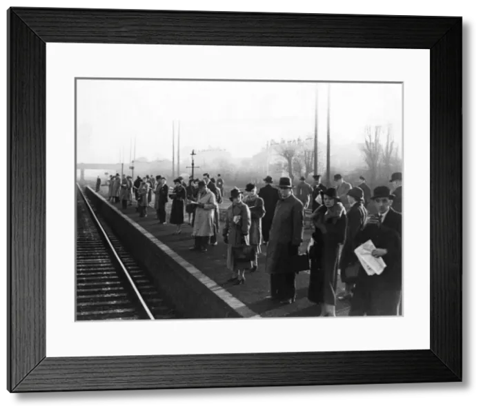 Framed Print : Commuters Await Train Framed Print : Commuters Await Train
