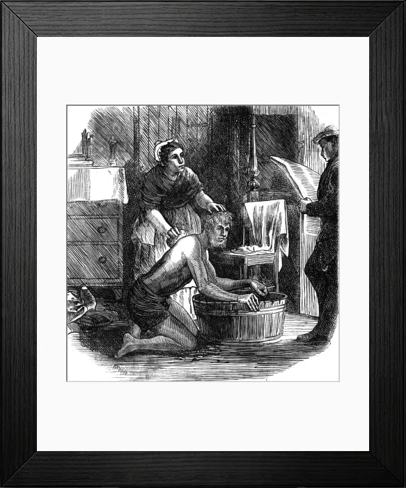 Framed Print : Welsh Miner Washing 1870 Framed Print : Welsh Miner Washing 1870