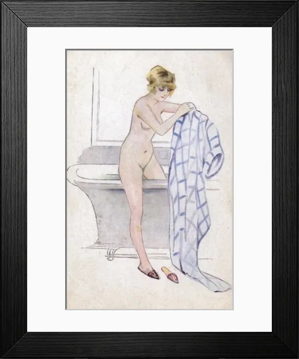 Framed Print : Female in Bath C1910 Framed Print : Female in Bath C1910