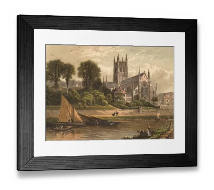 Framed Print : Worcester Cathedral 1870 Framed Print : Worcester Cathedral 1870