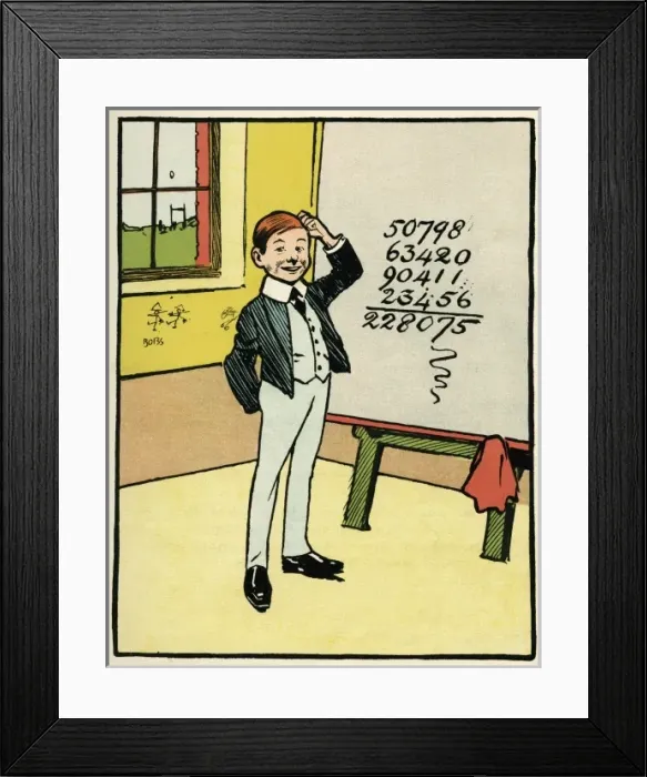 Framed Print : Schoolboy with Maths Framed Print : Schoolboy with Maths
