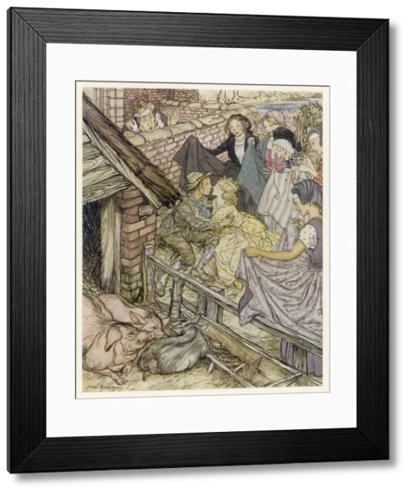 Framed Print : Princess / Swineherd Kiss Framed Print : Princess / Swineherd Kiss