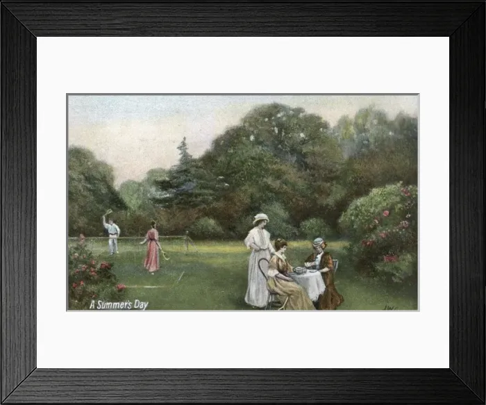 Framed Print : Edwardian Garden Scene Framed Print : Edwardian Garden Scene