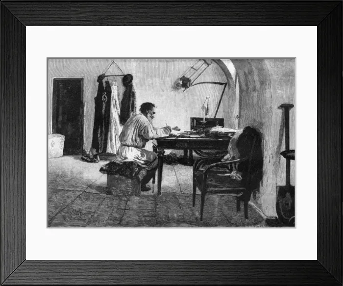 Framed Print : Leo Tolstoy in Study / B / W Framed Print : Leo Tolstoy in Study / B / W