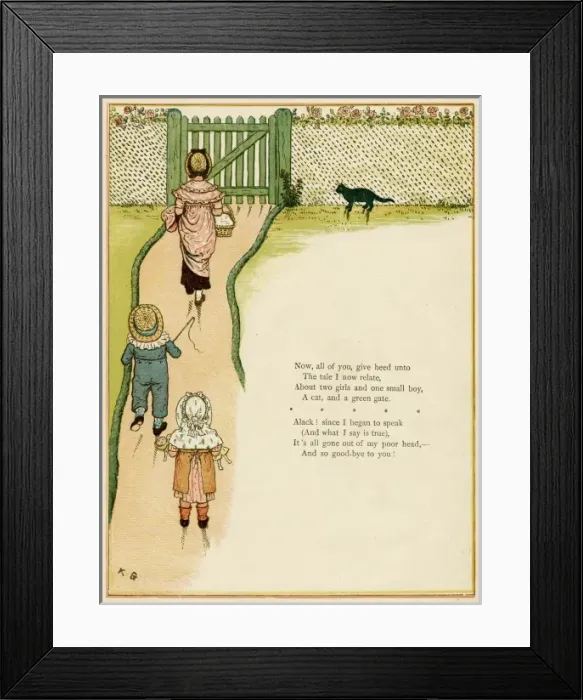 Framed Print : Mother and children walking down garden path Framed Print : Mother and children walking down garden path