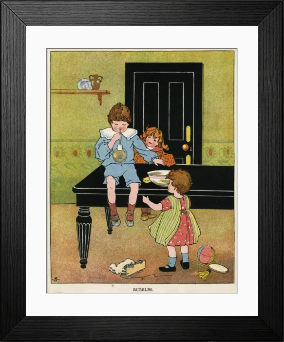 Framed Print : Children Blow Bubbles Framed Print : Children Blow Bubbles
