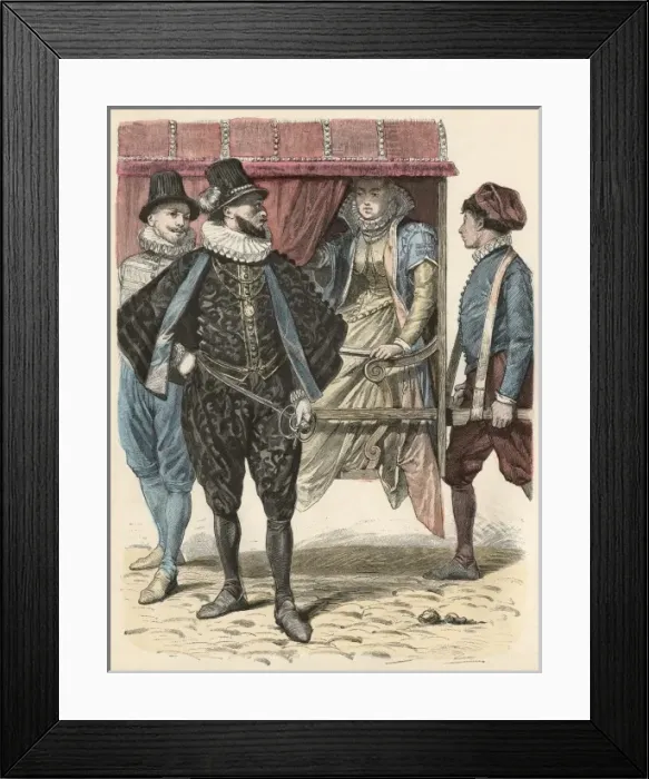 Framed Print : Sedan Chair / Naples 1583 Framed Print : Sedan Chair / Naples 1583