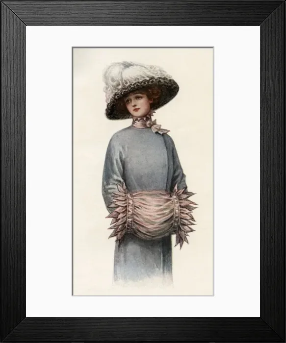Framed Print : Edwardian lady with muff designed by Mrs Ralston Framed Print : Edwardian lady with muff designed by Mrs Ralston