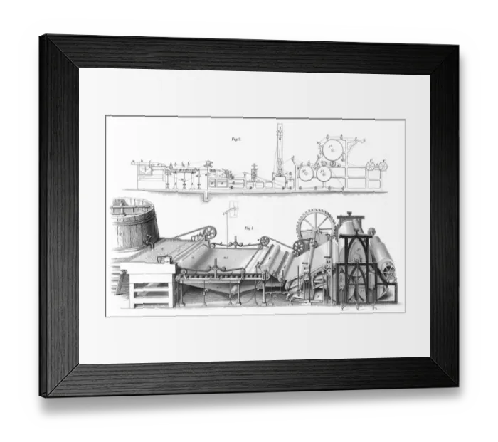 Framed Print : Paper Making Machine1853 Framed Print : Paper Making Machine1853