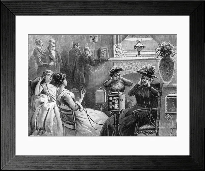 Framed Print : Listening Theatrephone Framed Print : Listening Theatrephone