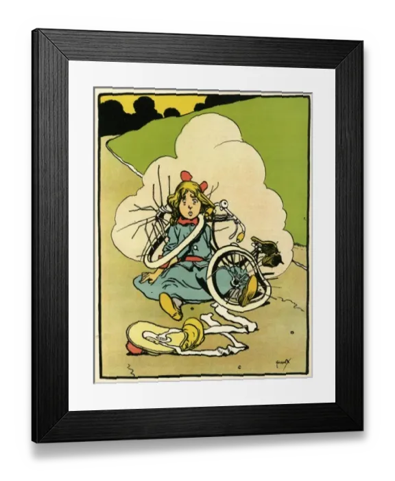 Framed Print : Bicycle / Girl Falls Off Framed Print : Bicycle / Girl Falls Off
