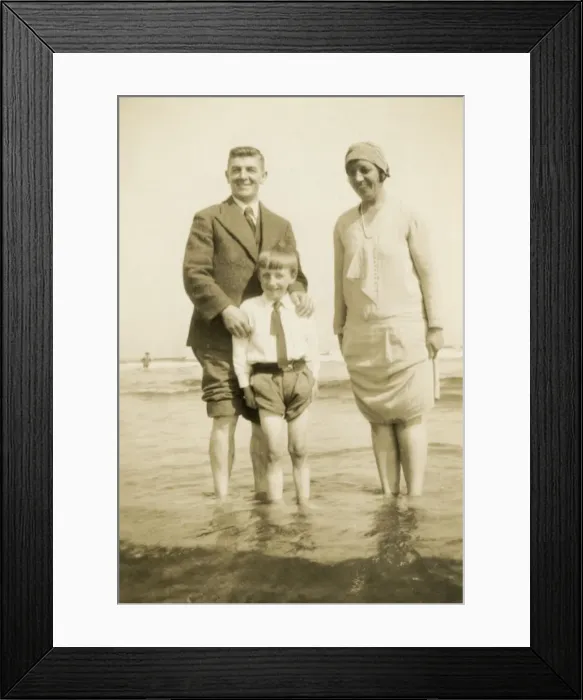 Framed Print : Family of three enjoying a paddle in the sea Framed Print : Family of three enjoying a paddle in the sea