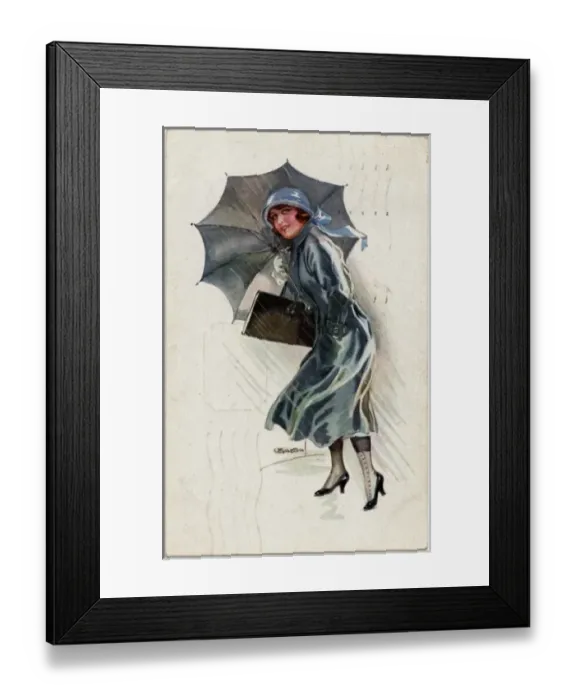 Framed Print : Girl with Grey Brolly Framed Print : Girl with Grey Brolly