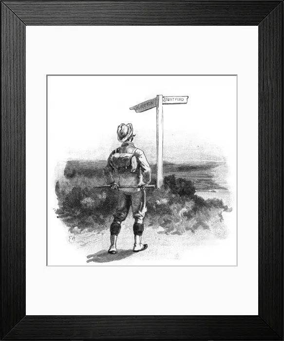 Framed Print : Man at a Road Sign Framed Print : Man at a Road Sign