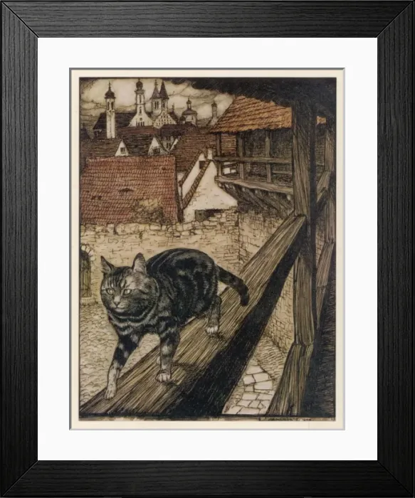 Framed Print : Cat and Mouse (Rackham) Framed Print : Cat and Mouse (Rackham)