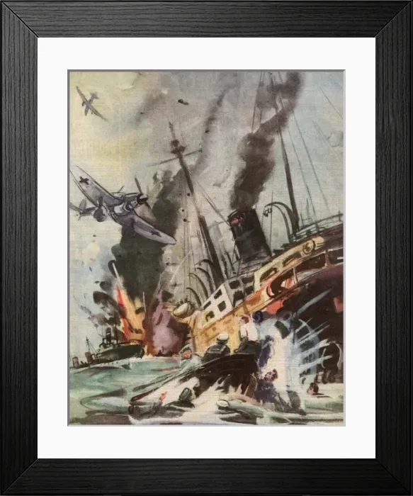 Framed Print : Attacking Channel Ships Framed Print : Attacking Channel Ships