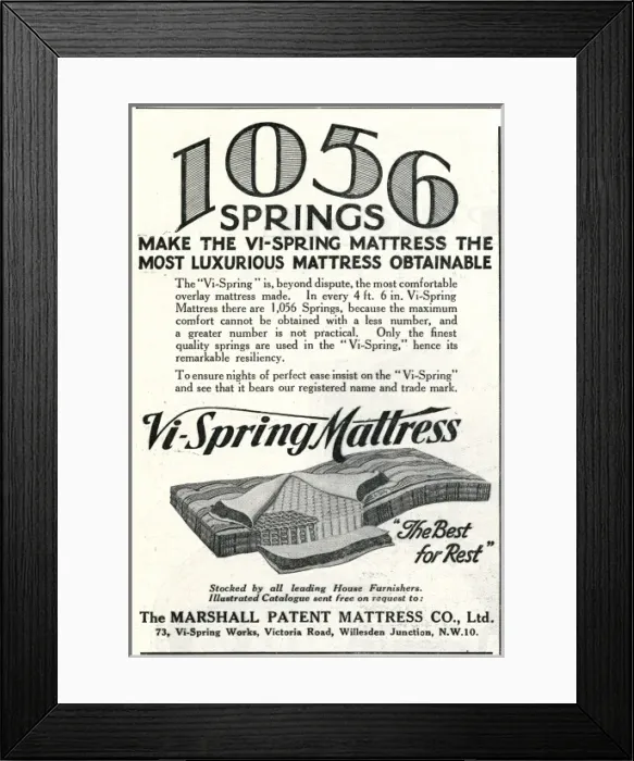 Framed Print : Advert for Vi-spring Mattress 1928 Framed Print : Advert for Vi-spring Mattress 1928