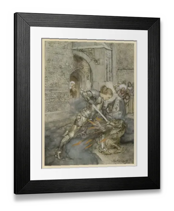 Framed Print : Lancelot Fights a Dragon Framed Print : Lancelot Fights a Dragon
