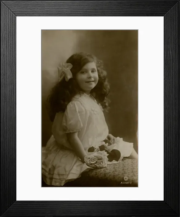 Framed Print : Little girl in frilly white dress with roses 1915 Framed Print : Little girl in frilly white dress with roses 1915