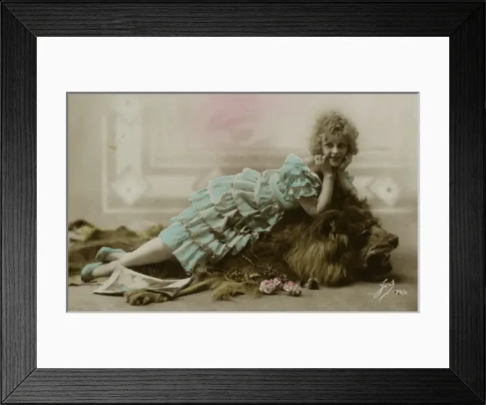 Framed Print : Woman with Lion 1920S? Framed Print : Woman with Lion 1920S?