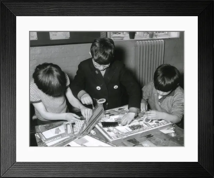 Framed Print : Lads Build Meccano Framed Print : Lads Build Meccano