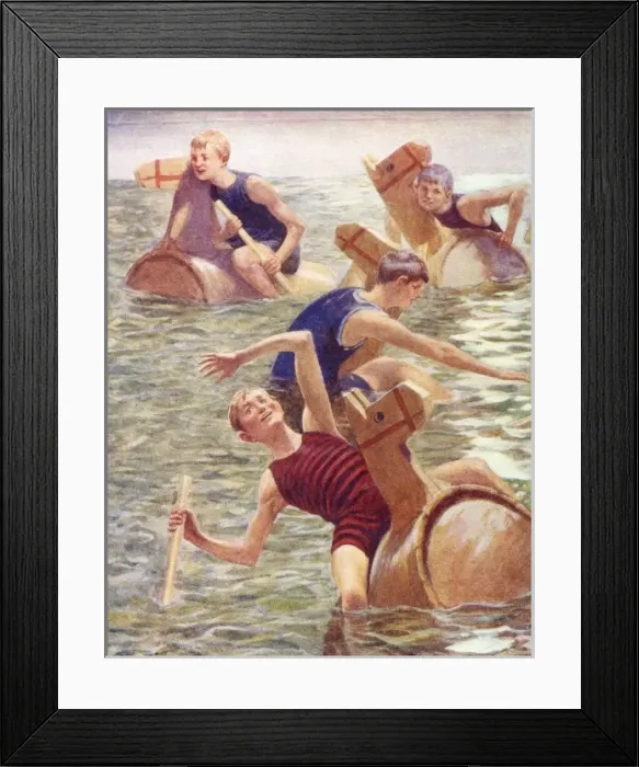 Framed Print : Game / Barrel-Boating 1911 Framed Print : Game / Barrel-Boating 1911