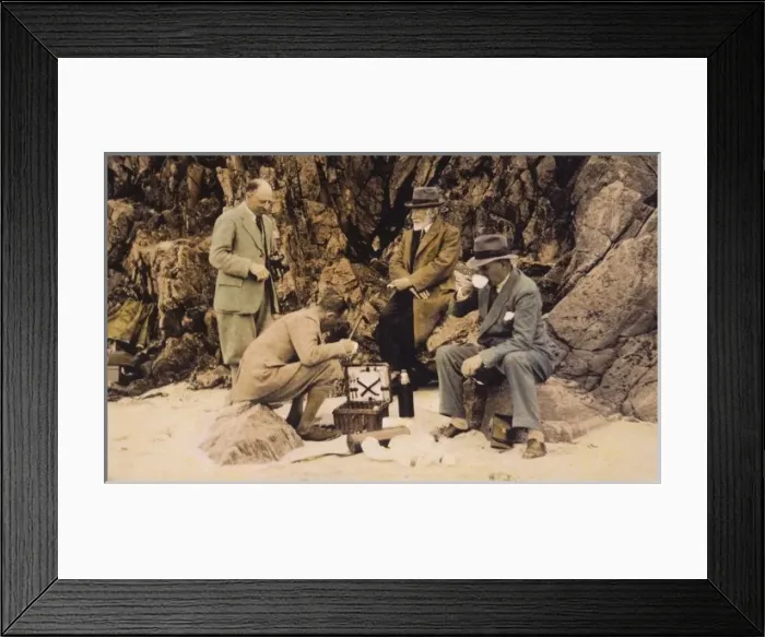 Framed Print : Mens Picnic on Shore Framed Print : Mens Picnic on Shore