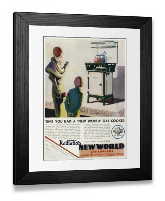 Framed Print : Advert for the Radiation New World Gas Cooker Framed Print : Advert for the Radiation New World Gas Cooker