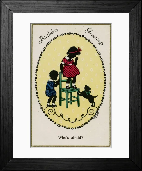 Framed Print : Child on Chair and Dog Framed Print : Child on Chair and Dog