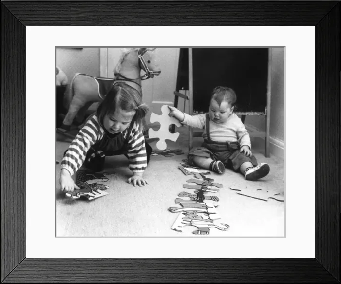 Framed Print : Children with Jigsaw Framed Print : Children with Jigsaw