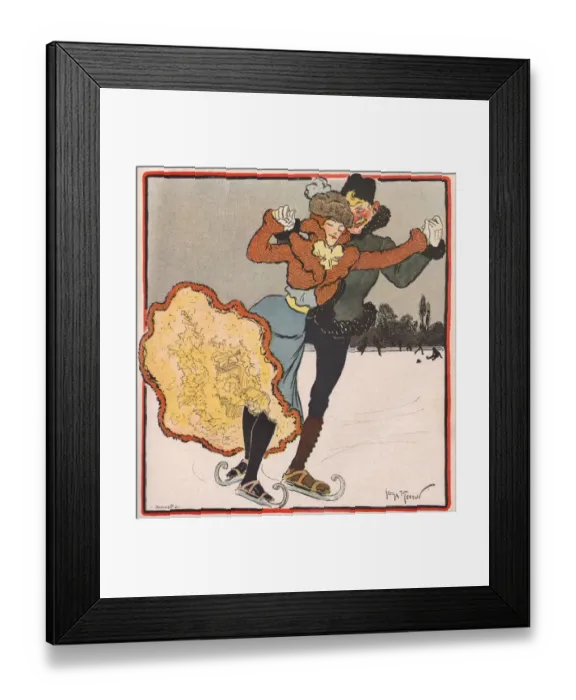 Framed Print : Ice Skating Couple 1901 Framed Print : Ice Skating Couple 1901