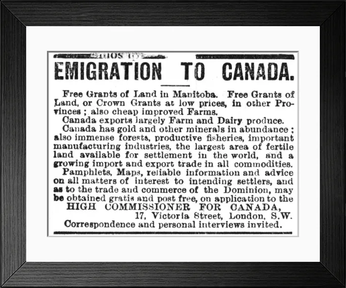 Framed Print : Advert for Canada Framed Print : Advert for Canada