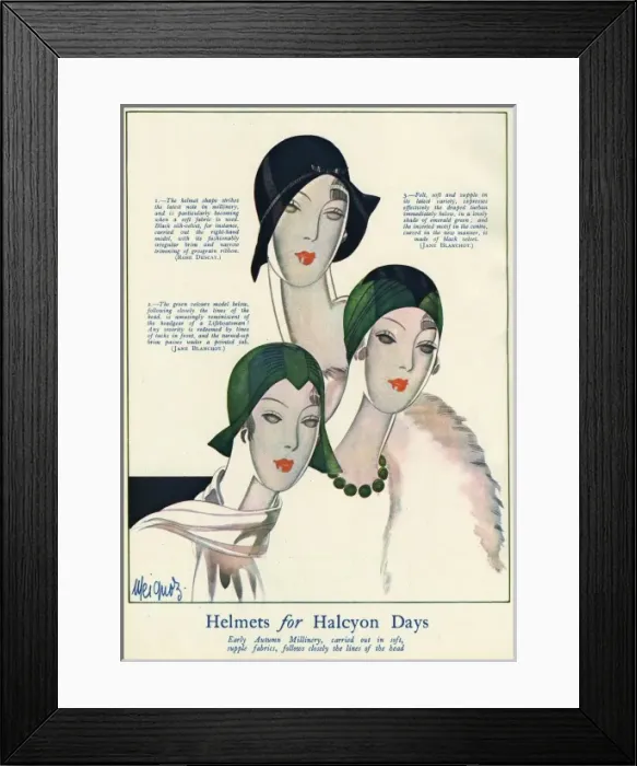 Framed Print : Helmet Hats 1929 Framed Print : Helmet Hats 1929
