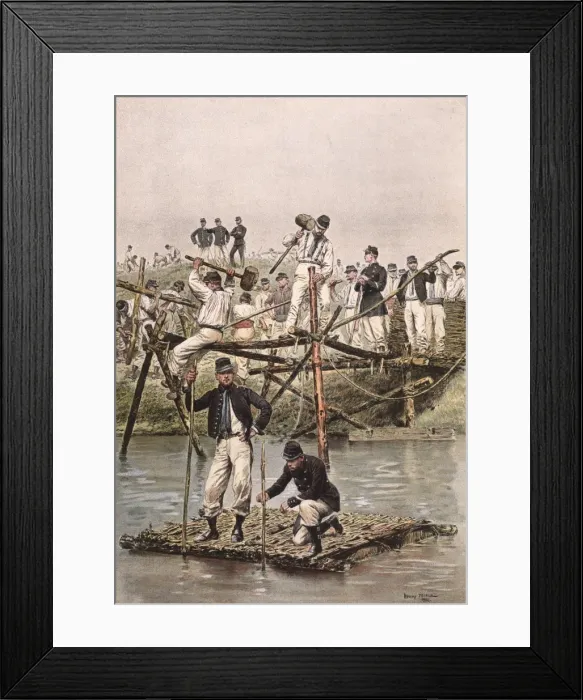 Framed Print : French Soldiers-Bridge Framed Print : French Soldiers-Bridge