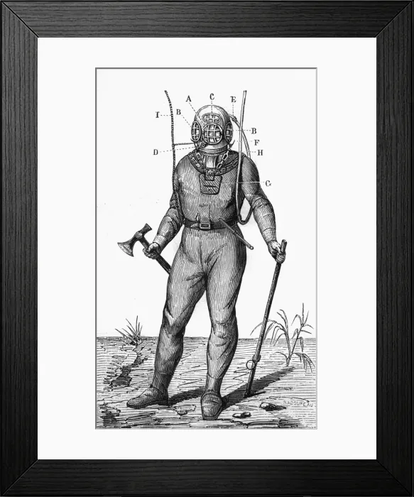 Framed Print : Cabirols Diving Suit