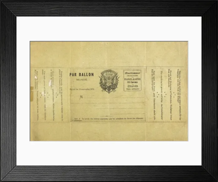Framed Print : Packet for Balloon Post Framed Print : Packet for Balloon Post