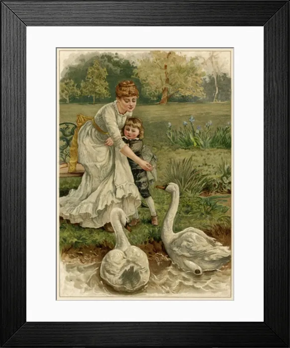 Framed Print : Mother, Girl, Swans Framed Print : Mother, Girl, Swans