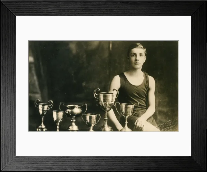 Framed Print : 14 year old swimming champion with six trophies Framed Print : 14 year old swimming champion with six trophies