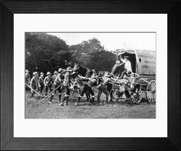 Framed Print : Boy scouts with van on Hampstead Heath, London Framed Print : Boy scouts with van on Hampstead Heath, London