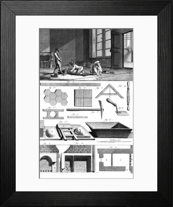 Framed Print : Laying a Tiled Floor Framed Print : Laying a Tiled Floor