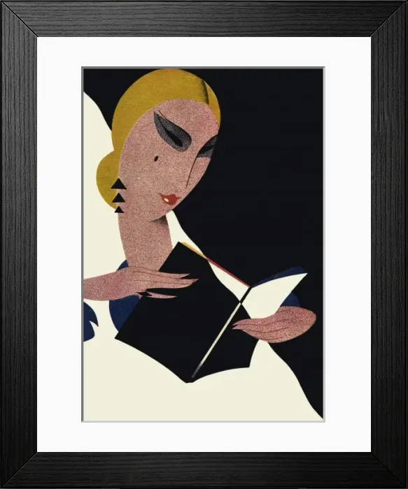 Framed Print : Blonde Woman Reads Book Framed Print : Blonde Woman Reads Book