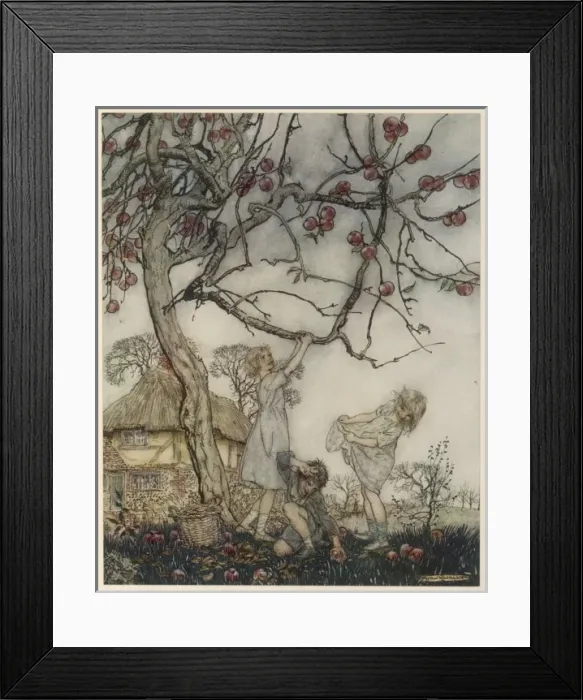 Framed Print : Children Pick Apples Framed Print : Children Pick Apples