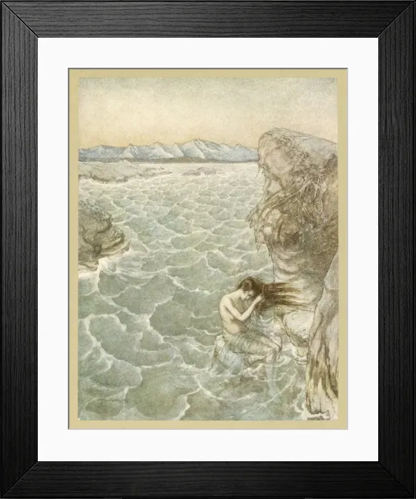 Framed Print : LIGEA. Ligea combs her hair on a rock Framed Print : LIGEA. Ligea combs her hair on a rock