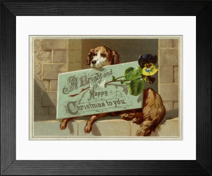 Framed Print : Dog and Xmas Greeting Framed Print : Dog and Xmas Greeting